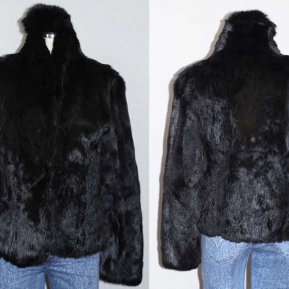 Black Rabbit Fur Coat - Picture 10 of 14